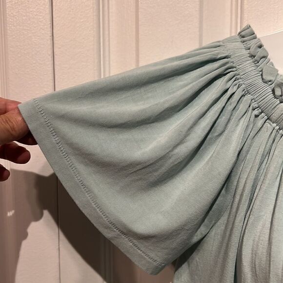 Wilfred Sartre Off‎ Shoulder Green Short Sleeve Top Size S - Picture 3 of 11